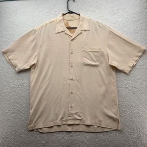 Tommy Bahama‎ Silk Hawaiian Shirt Mens L Large Subtle Floral Pattern Coral Pink